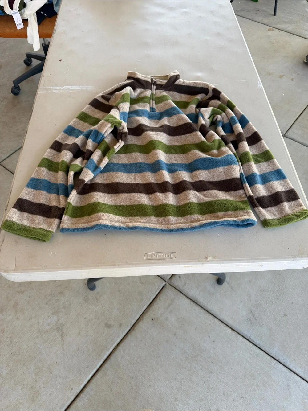 Gymboree Boys Striped Fleece Pullover Quarter-Zip Sweater